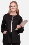 Snap Front Solid Black Scrub Jacket with Embroidered MedSpa Logo